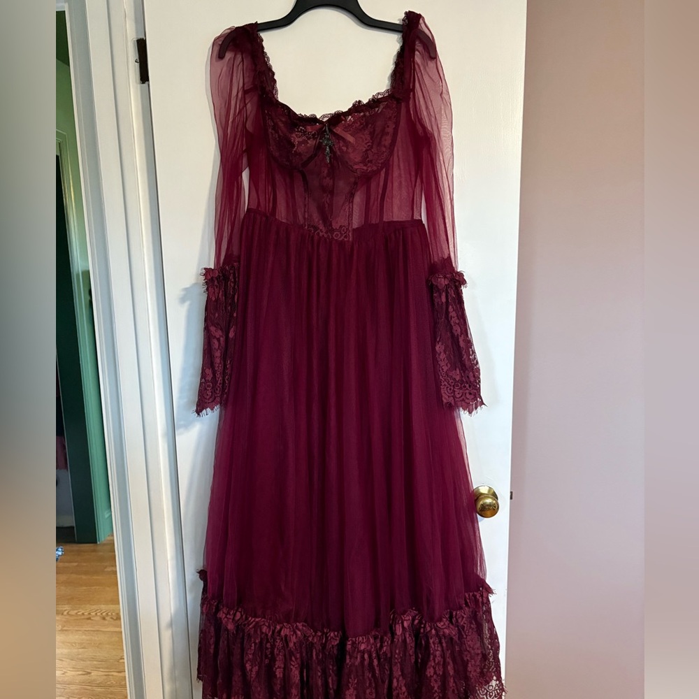 Dolls Kill Burgundy Vampy Maxi Dress